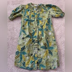 Boden Tropical Linen green mini dress size 4